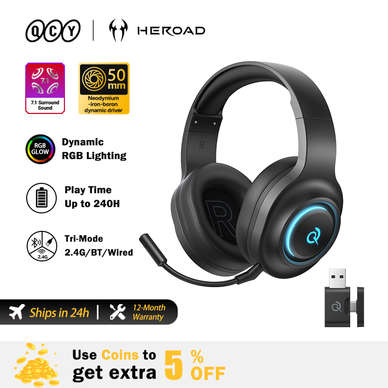 Gaming Headset With Mic Rgb - Cuffie da Gaming QCY Heroad V200