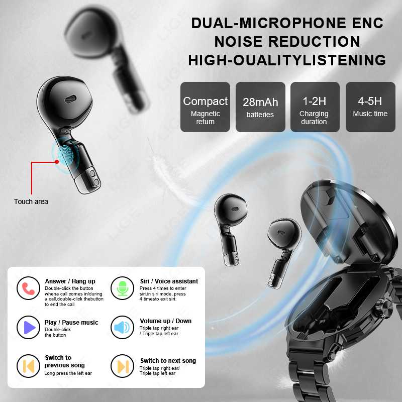LIGE Nuovo Smart Watch 2 in 1  - Tws Earbuds Bluetooth 5.3 recensione e prezzo